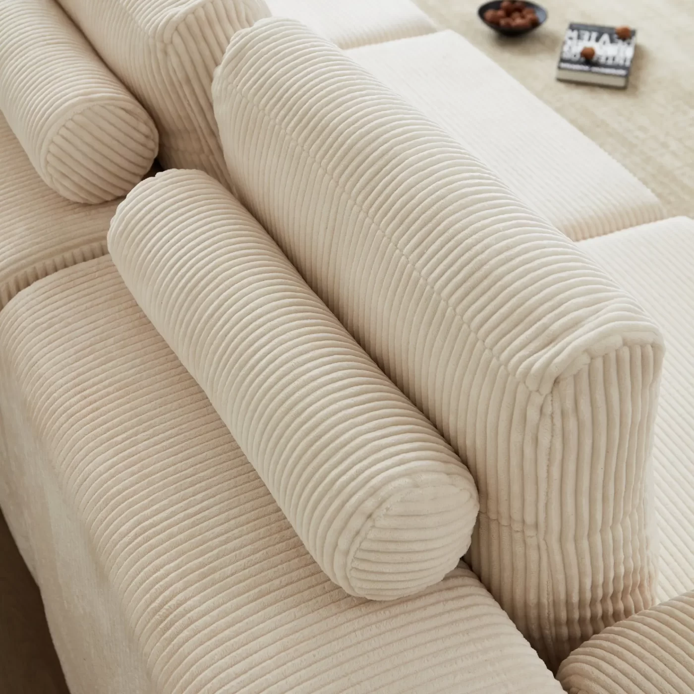 108'' Modular Sectional 3-Seater Cloud Sofa,Corduroy Convertible Sofa Bed