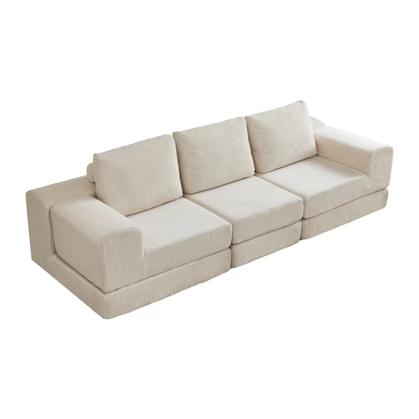 108'' Modular Sectional 3-Seater Cloud Sofa,Corduroy Convertible Sofa Bed