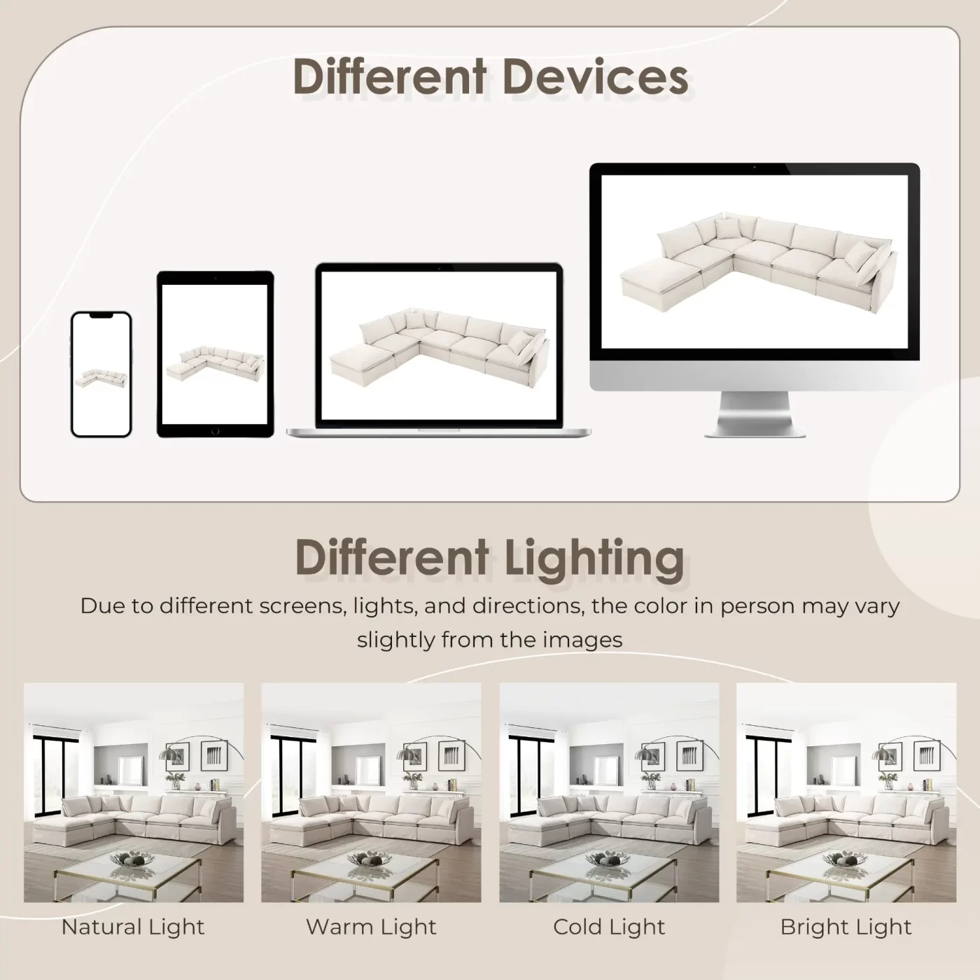 125.5'' Modular Sectional Sofa with Movable Ottoman,6-seat L pholstered Indoor Furniture, Wide Seat ,Free Combination, Oversized Chenille Sofa for Living Room & Apartment,2 Colors