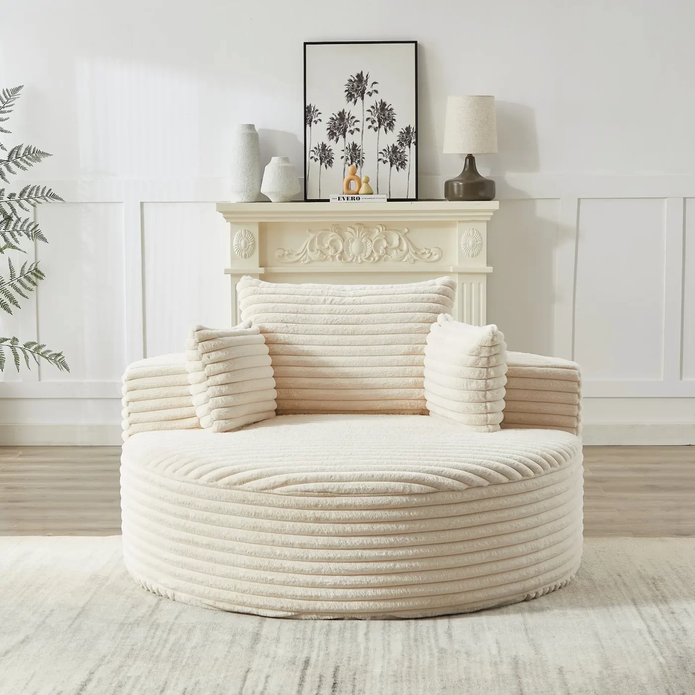 55''L Corduroy Sponge single sofa,No Assembly Required,Fluffy Modern Sleeper Chair for Living room, Bedroom, Lounge and Projection Room(Not a swivel chair.)