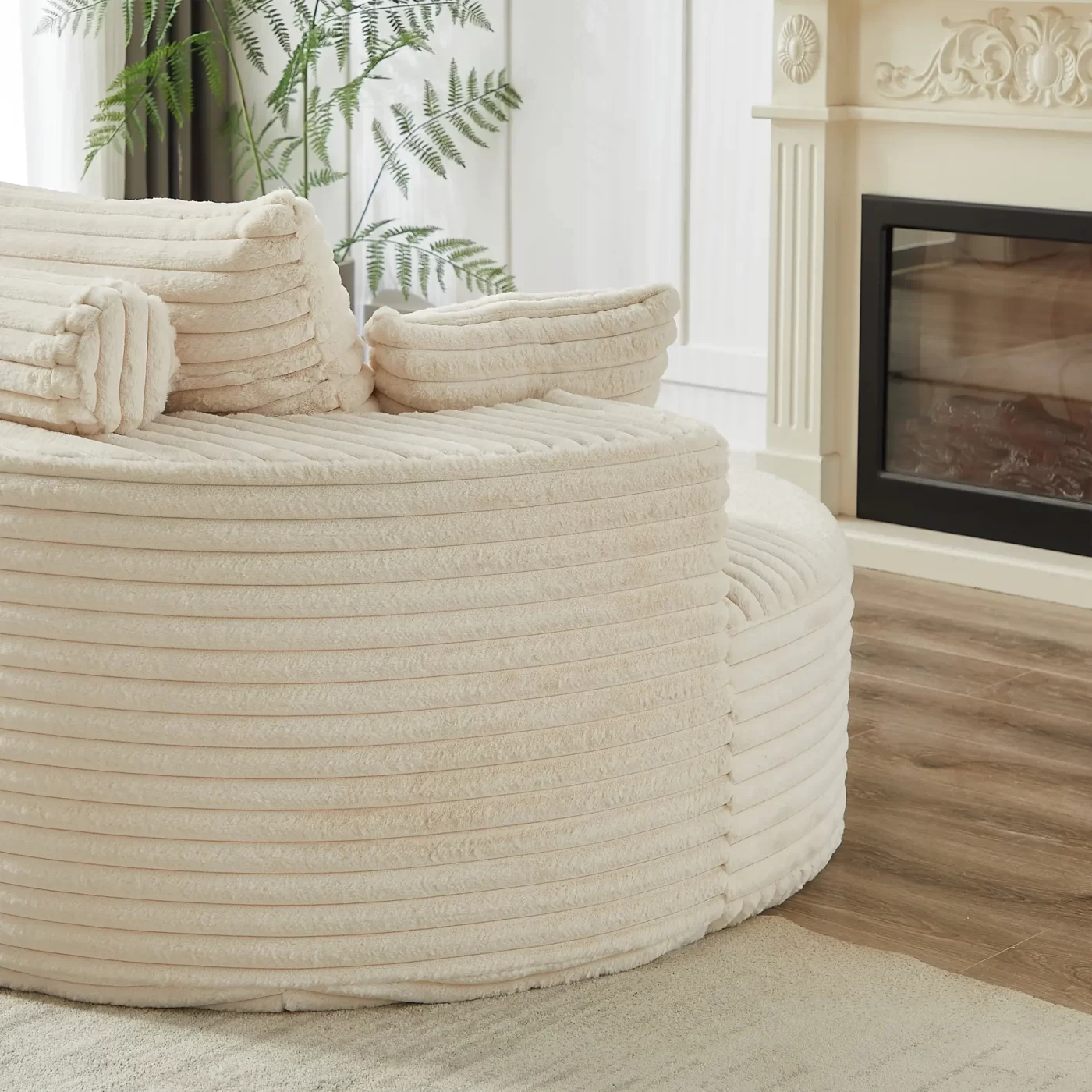 55''L Corduroy Sponge single sofa,No Assembly Required,Fluffy Modern Sleeper Chair for Living room, Bedroom, Lounge and Projection Room(Not a swivel chair.)