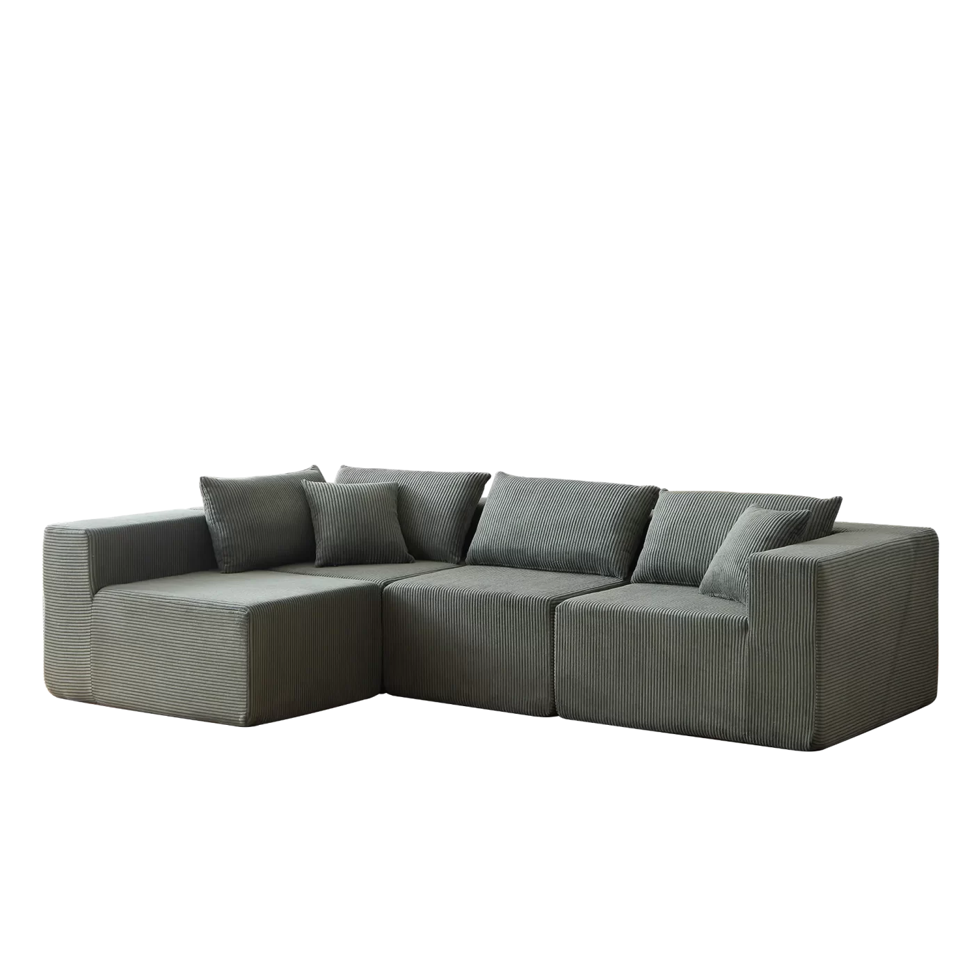 104-Inch Corduroy Modular L Shaped Sectional Sofa,Luxury Floor Couch Set,Upholstered Indoor Furniture,Foam-Filled Compressed Sofa for Living Room,Bedroom,4 PC Free Combination