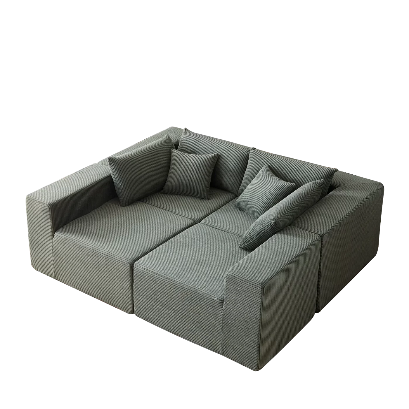 104-Inch Corduroy Modular L Shaped Sectional Sofa,Luxury Floor Couch Set,Upholstered Indoor Furniture,Foam-Filled Compressed Sofa for Living Room,Bedroom,4 PC Free Combination