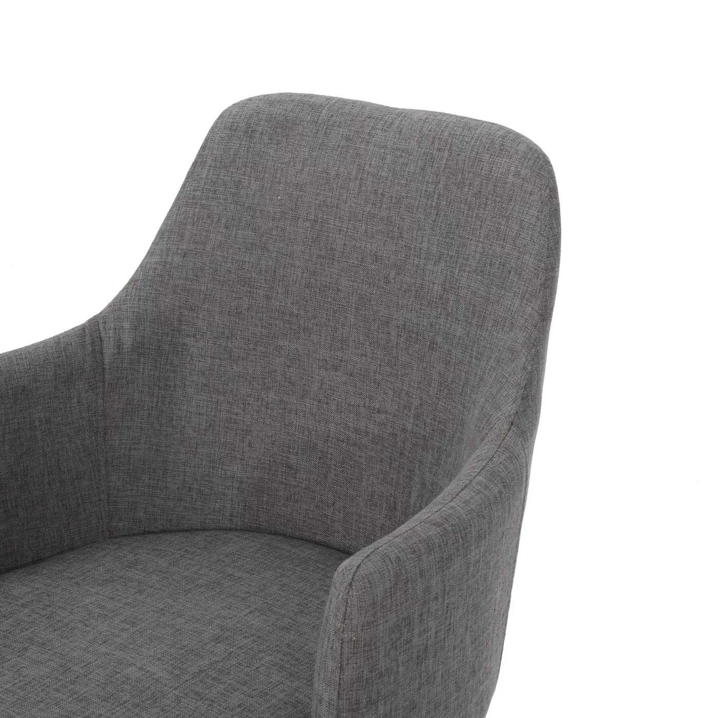 Elegant Dining Chair with Contoured Support in Light Grey Fabric and Wood Finish Metal Frame