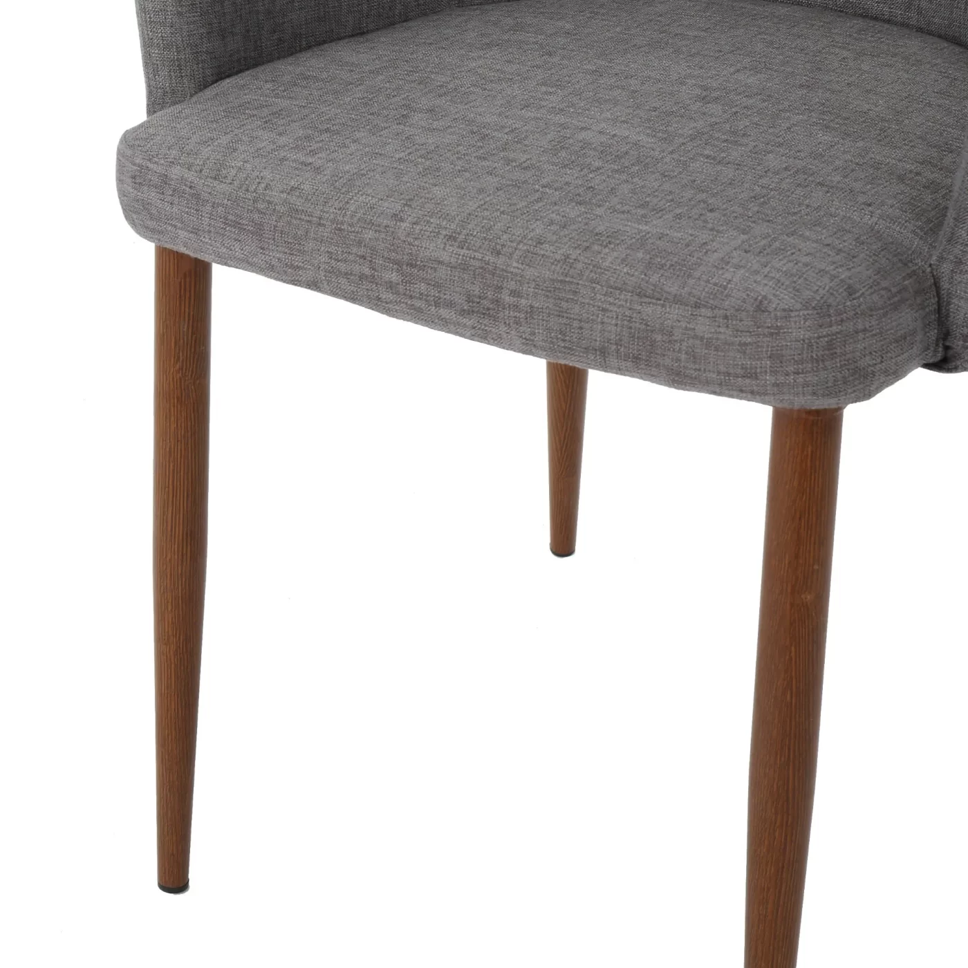 Elegant Dining Chair with Contoured Support in Light Grey Fabric and Wood Finish Metal Frame