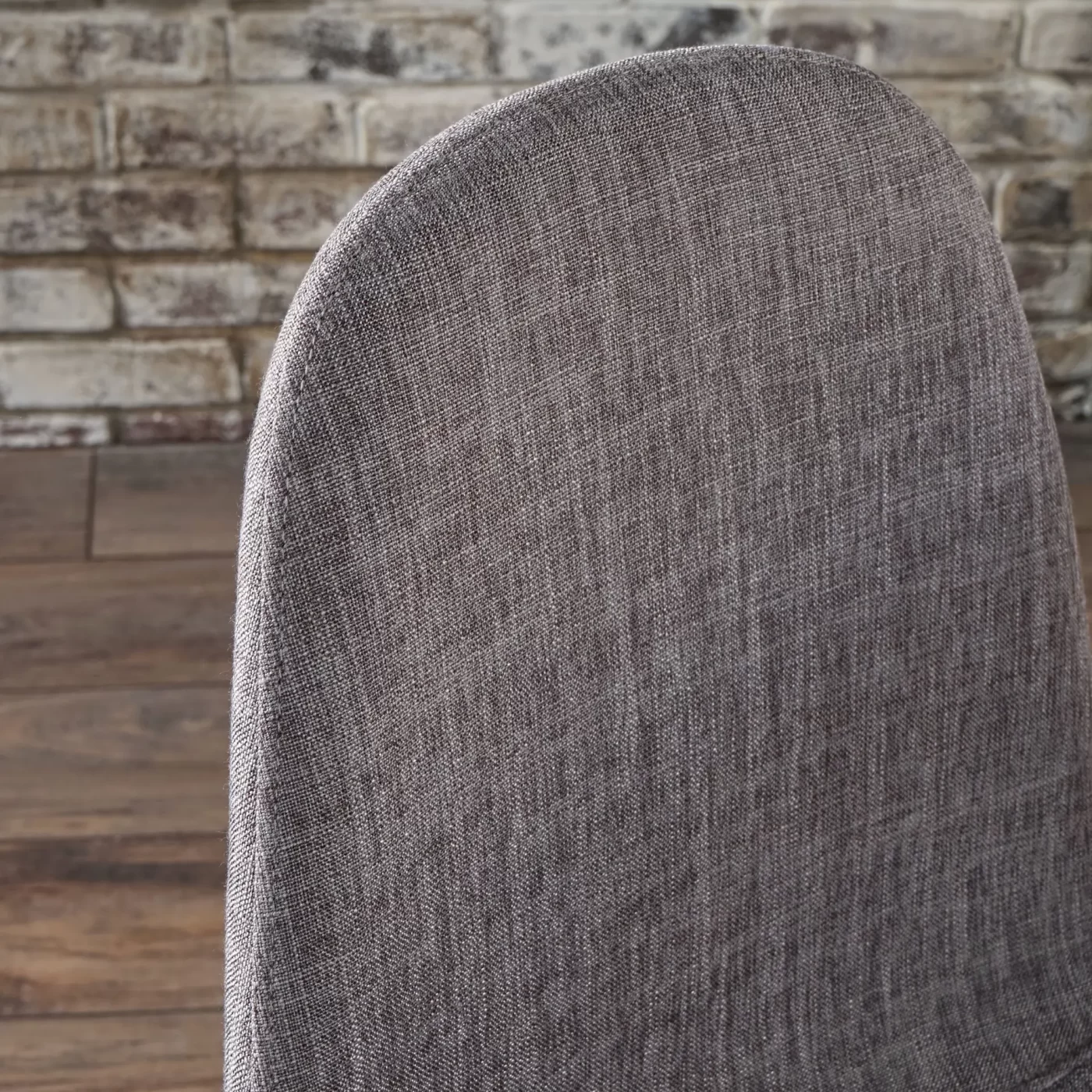 Mid-Century Modern Fabric Upholstered Dining Chairs Set of 2 Light Gray Dark Walnut Finish Iron Legs