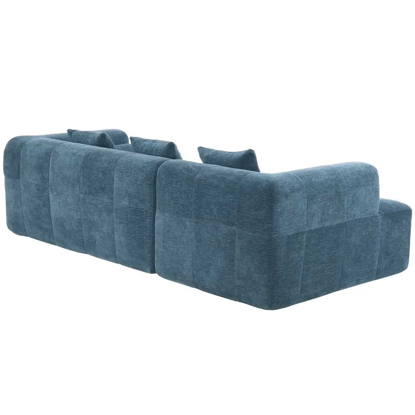 101.2' Sectional Sofa Full-Compressed Sofa Modular Sofa Couch Free-combined Sofa with Deep Seating and Two Side Pockets for Living Room, Blue