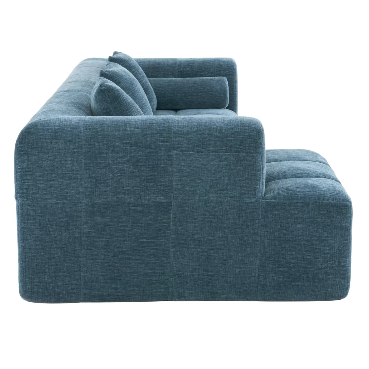 101.2' Sectional Sofa Full-Compressed Sofa Modular Sofa Couch Free-combined Sofa with Deep Seating and Two Side Pockets for Living Room, Blue