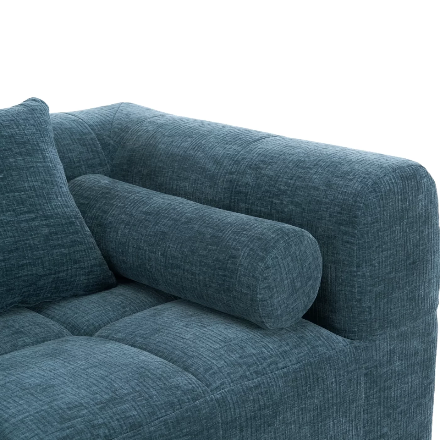 101.2' Sectional Sofa Full-Compressed Sofa Modular Sofa Couch Free-combined Sofa with Deep Seating and Two Side Pockets for Living Room, Blue