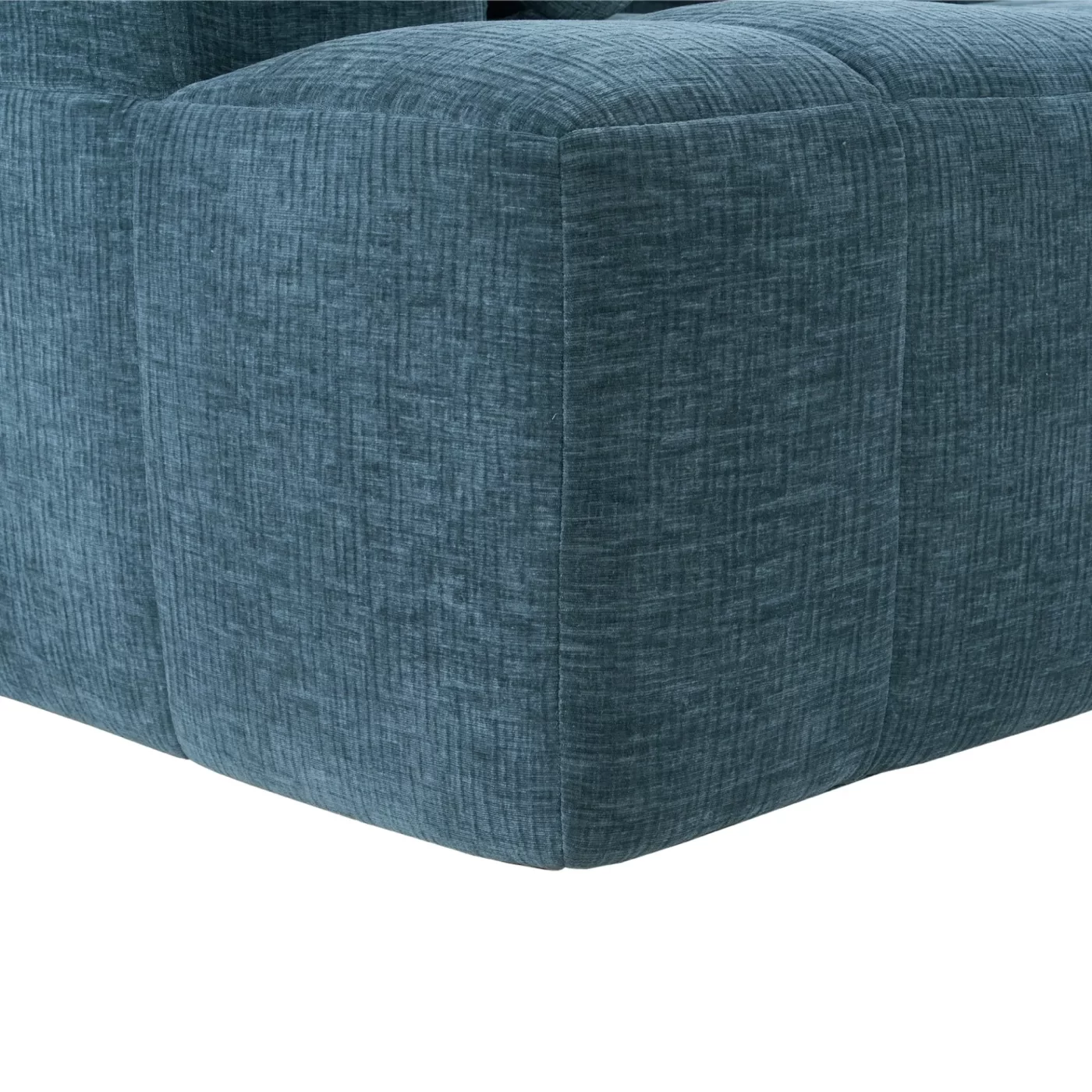 101.2' Sectional Sofa Full-Compressed Sofa Modular Sofa Couch Free-combined Sofa with Deep Seating and Two Side Pockets for Living Room, Blue