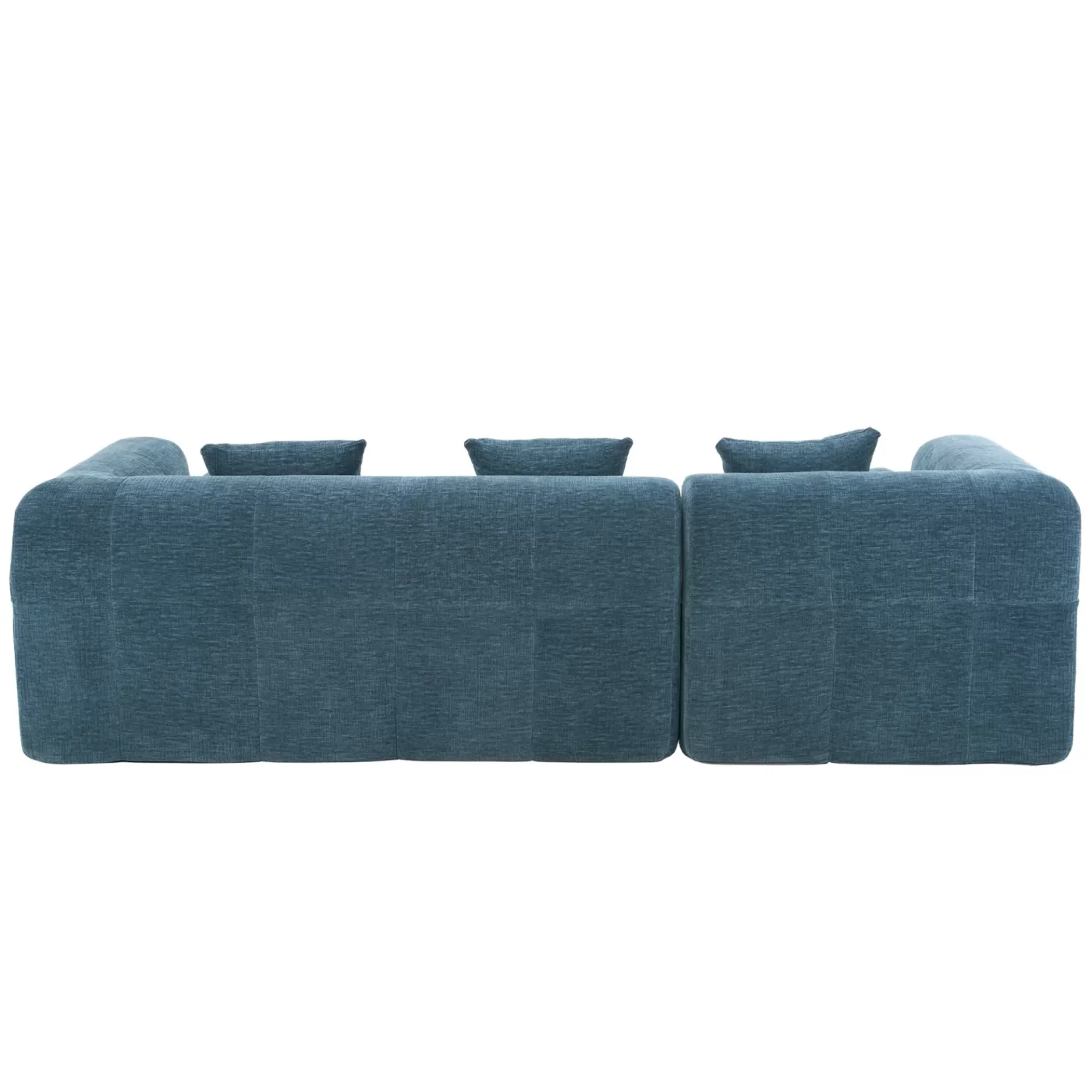 101.2' Sectional Sofa Full-Compressed Sofa Modular Sofa Couch Free-combined Sofa with Deep Seating and Two Side Pockets for Living Room, Blue