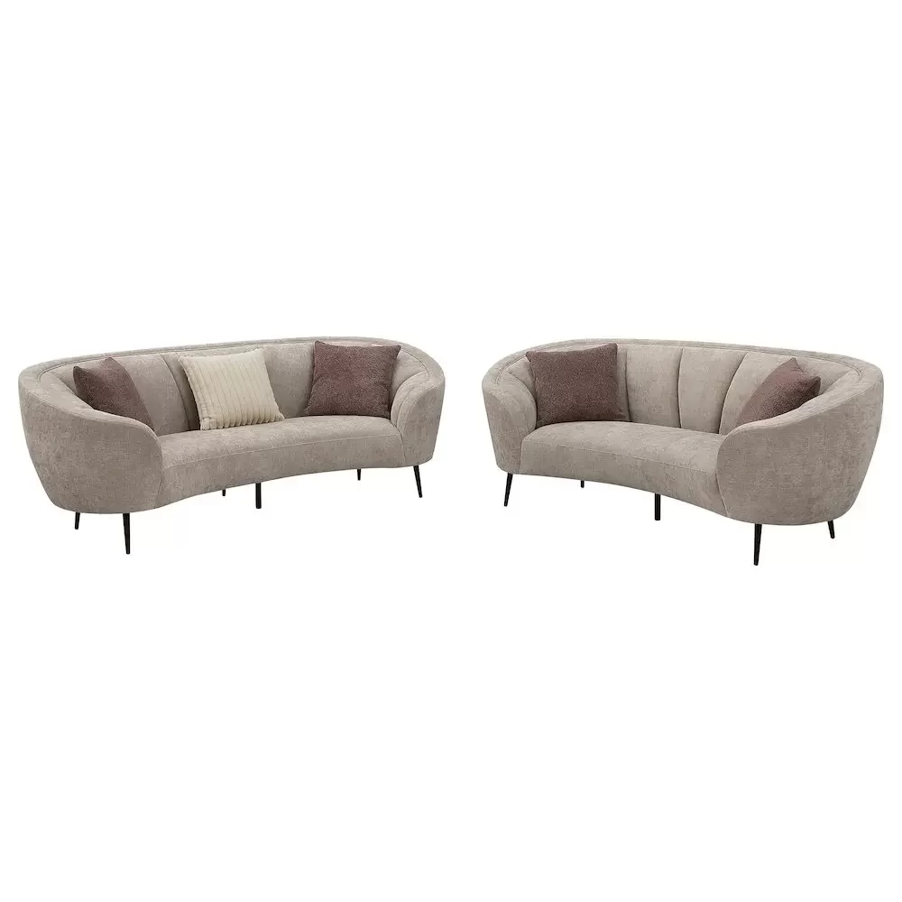 Ellorie 2-piece Upholstered Curved Sofa Set Beige