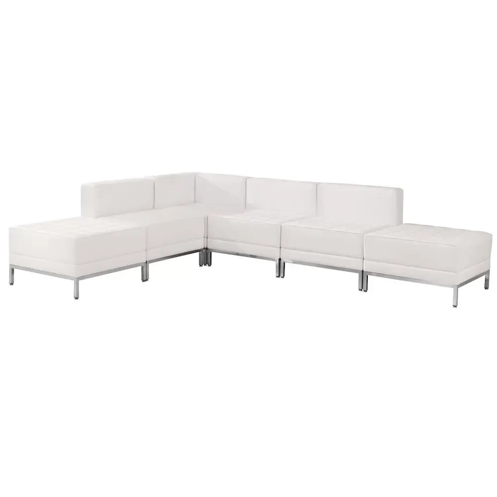 Imagination Melrose White LeatherSoft Sectional Configuration, 6 Pieces
