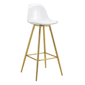 Stylish Upholstered Bar Chairs with Metal Legs in White and Gold for Dining Room, Kitchen, and Terrace