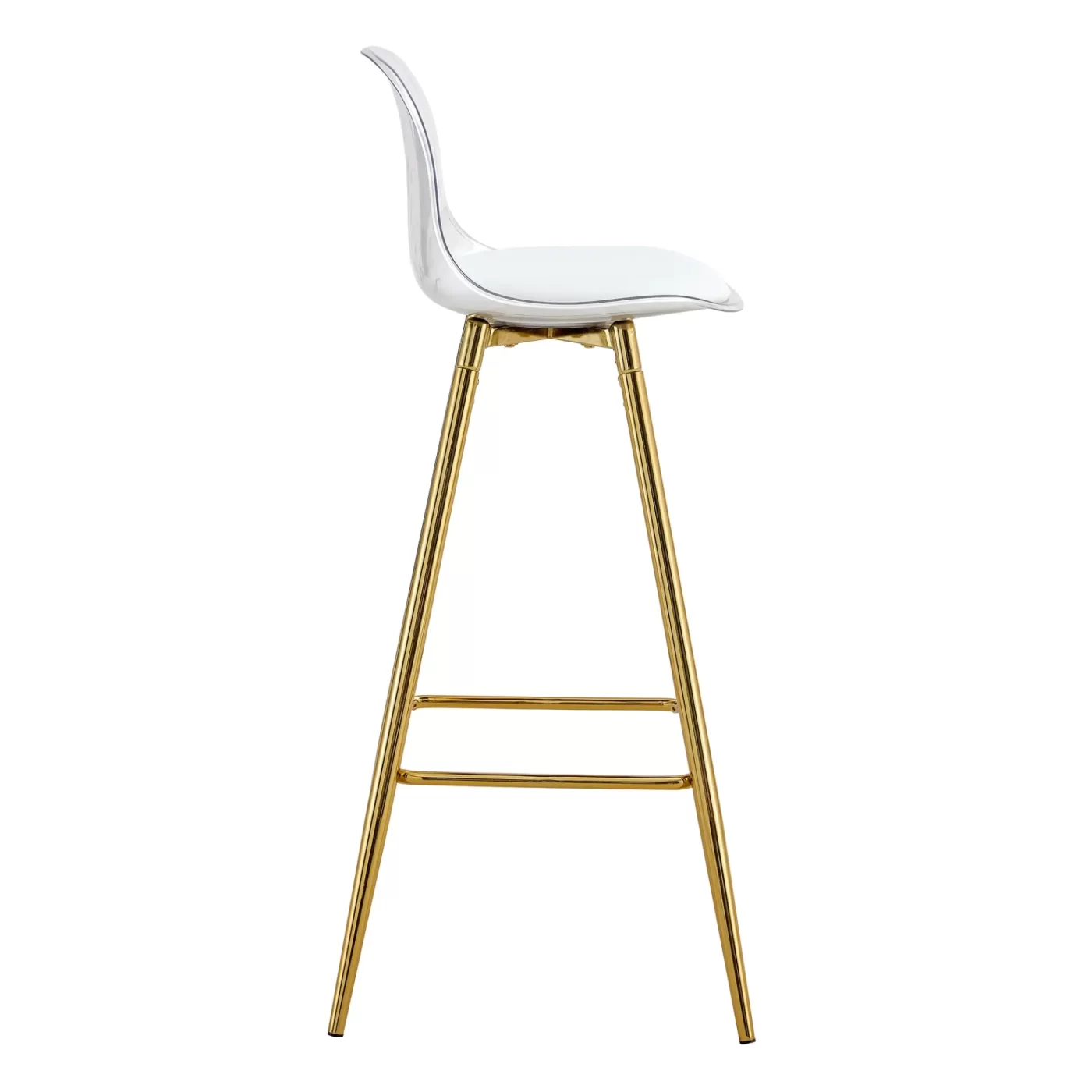 Stylish Upholstered Bar Chairs with Metal Legs in White and Gold for Dining Room, Kitchen, and Terrace