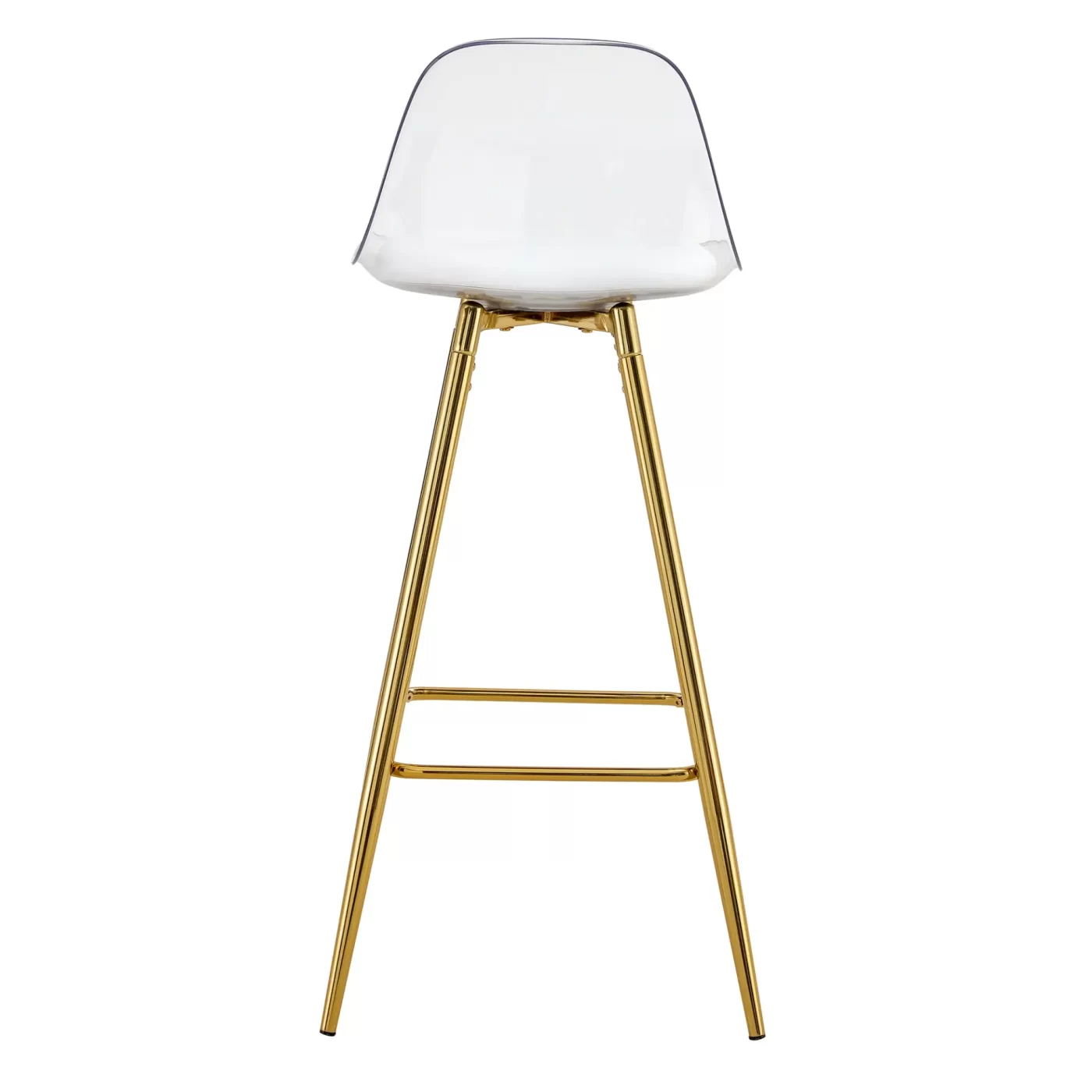 Stylish Upholstered Bar Chairs with Metal Legs in White and Gold for Dining Room, Kitchen, and Terrace
