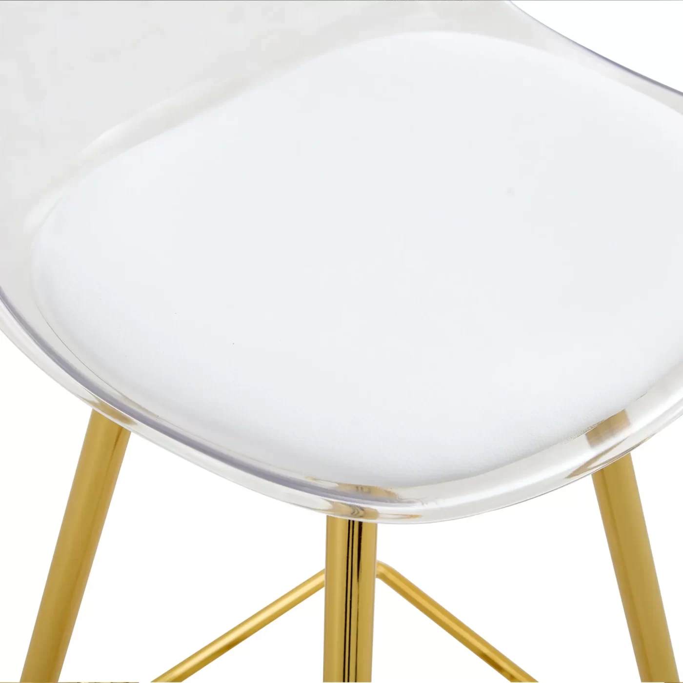 Stylish Upholstered Bar Chairs with Metal Legs in White and Gold for Dining Room, Kitchen, and Terrace