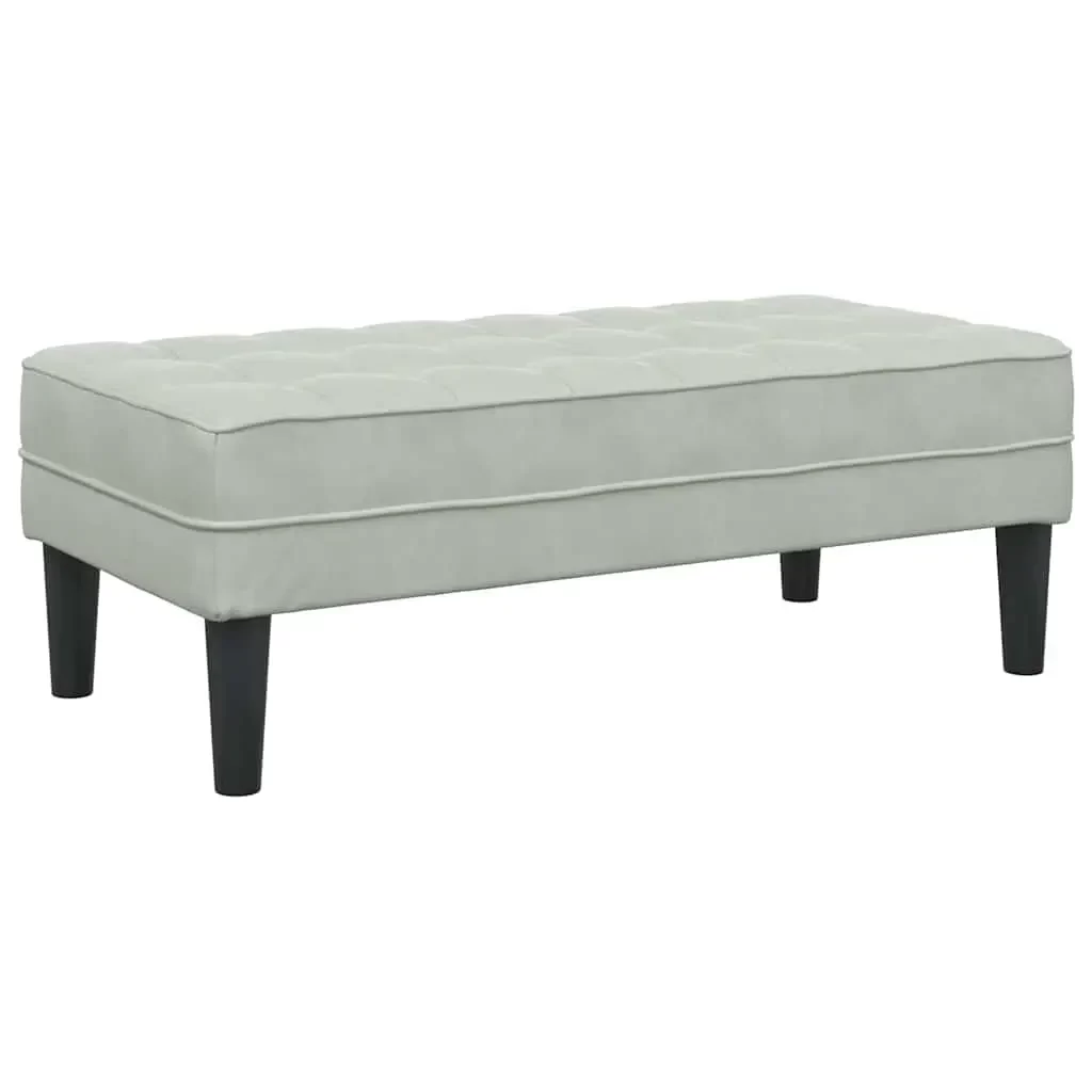 vidaXL Garden Sofa with Bench and Cushions L-Shaped Light Grey Velvet